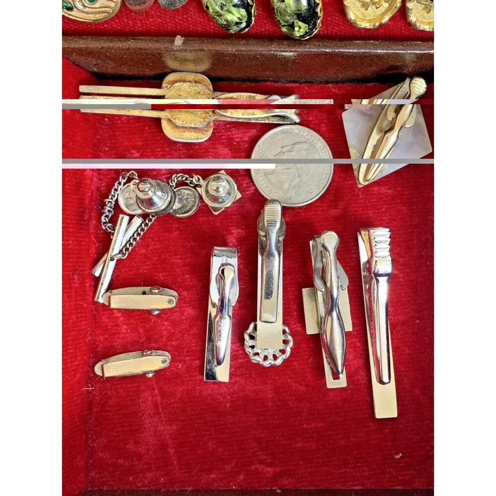 Vintage Mens Accessories Lot 18 PCs Cufflinks Tie Clips Hickok, Anson, Shields